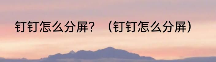 钉钉怎么分屏？（钉钉怎么分屏）