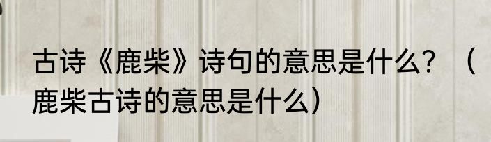 古诗《鹿柴》诗句的意思是什么？（鹿柴古诗的意思是什么）
