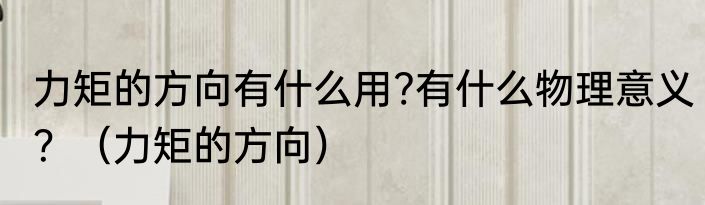 力矩的方向有什么用?有什么物理意义？（力矩的方向）