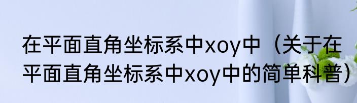 在平面直角坐标系中xoy中（关于在平面直角坐标系中xoy中的简单科普）