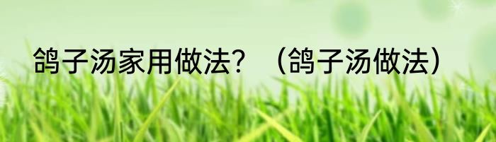 鸽子汤家用做法？（鸽子汤做法）