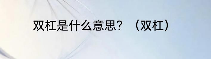 双杠是什么意思？（双杠）