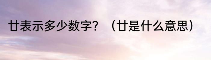 廿表示多少数字？（廿是什么意思）