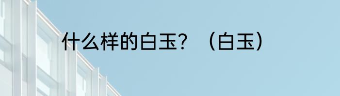 什么样的白玉？（白玉）
