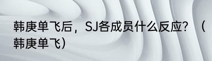 韩庚单飞后，SJ各成员什么反应？（韩庚单飞）