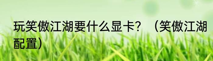 玩笑傲江湖要什么显卡？（笑傲江湖配置）