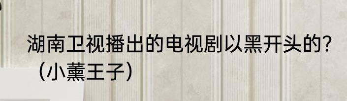 湖南卫视播出的电视剧以黑开头的？（小薰王子）