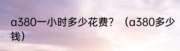 a380一小时多少花费？（a380多少钱）