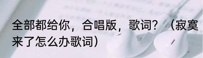 全部都给你，合唱版，歌词？（寂寞来了怎么办歌词）