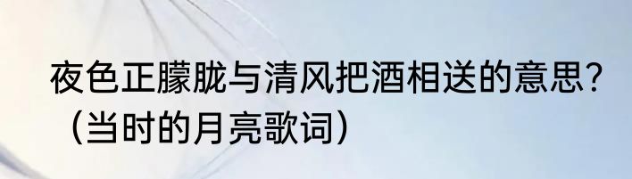 夜色正朦胧与清风把酒相送的意思？（当时的月亮歌词）