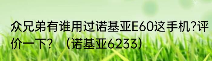 众兄弟有谁用过诺基亚E60这手机?评价一下？（诺基亚6233）