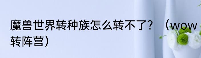 魔兽世界转种族怎么转不了？（wow转阵营）