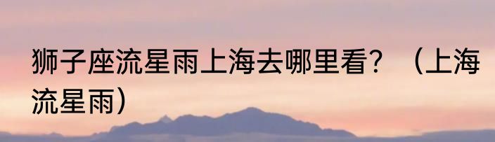 狮子座流星雨上海去哪里看？（上海流星雨）