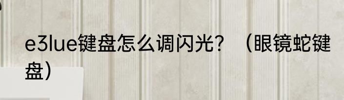 e3lue键盘怎么调闪光？（眼镜蛇键盘）