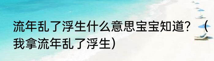流年乱了浮生什么意思宝宝知道？（我拿流年乱了浮生）
