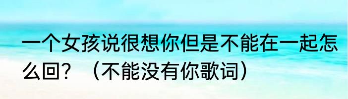一个女孩说很想你但是不能在一起怎么回？（不能没有你歌词）