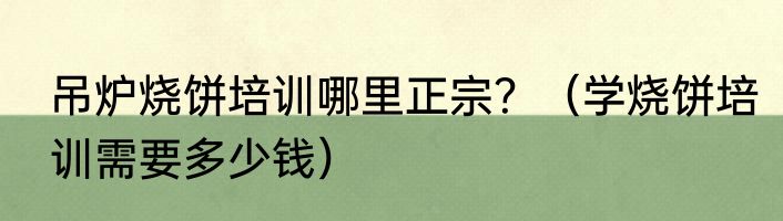 吊炉烧饼培训哪里正宗？（学烧饼培训需要多少钱）