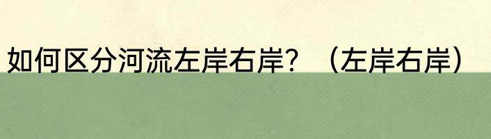 如何区分河流左岸右岸？（左岸右岸）