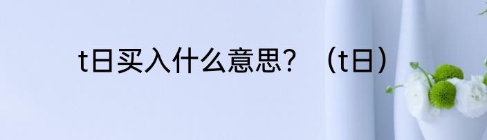 t日买入什么意思？（t日）