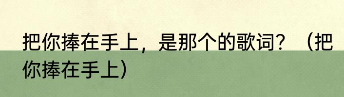 把你捧在手上，是那个的歌词？（把你捧在手上）