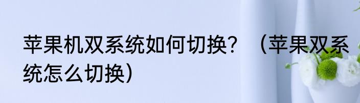 苹果机双系统如何切换？（苹果双系统怎么切换）