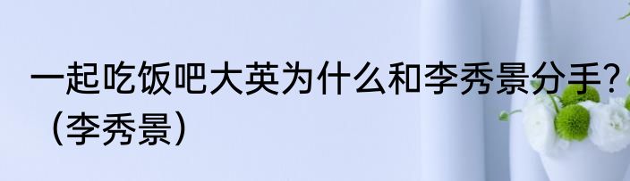 一起吃饭吧大英为什么和李秀景分手？（李秀景）