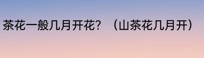 茶花一般几月开花？（山茶花几月开）