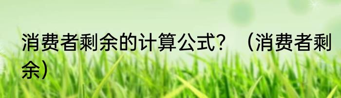 消费者剩余的计算公式？（消费者剩余）