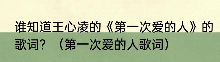 谁知道王心凌的《第一次爱的人》的歌词？（第一次爱的人歌词）
