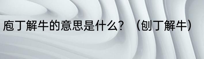 庖丁解牛的意思是什么？（刨丁解牛）