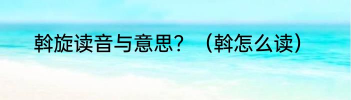 斡旋读音与意思？（斡怎么读）