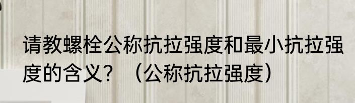 请教螺栓公称抗拉强度和最小抗拉强度的含义？（公称抗拉强度）