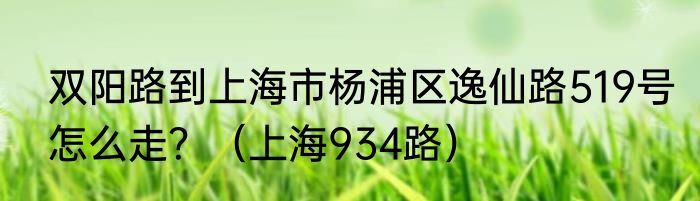 双阳路到上海市杨浦区逸仙路519号怎么走？（上海934路）