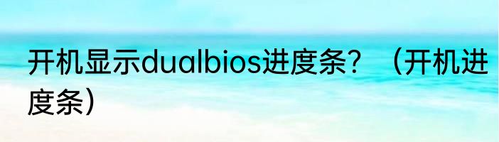 开机显示dualbios进度条？（开机进度条）
