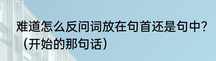 难道怎么反问词放在句首还是句中？（开始的那句话）