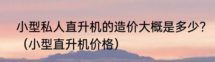 小型私人直升机的造价大概是多少？（小型直升机价格）