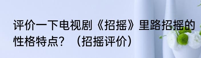 评价一下电视剧《招摇》里路招摇的性格特点？（招摇评价）