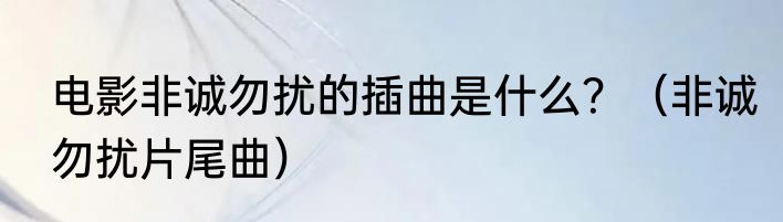 电影非诚勿扰的插曲是什么？（非诚勿扰片尾曲）