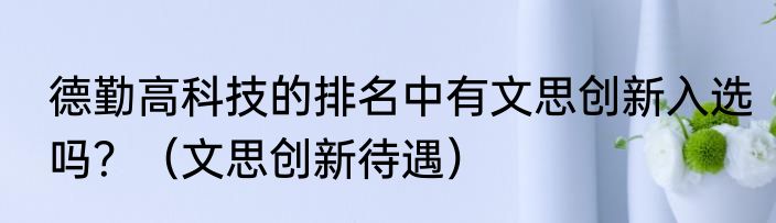 德勤高科技的排名中有文思创新入选吗？（文思创新待遇）