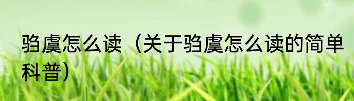 驺虞怎么读（关于驺虞怎么读的简单科普）