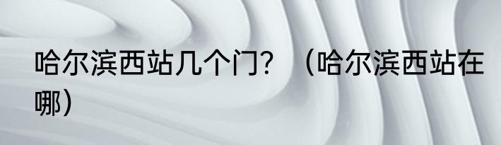 哈尔滨西站几个门？（哈尔滨西站在哪）