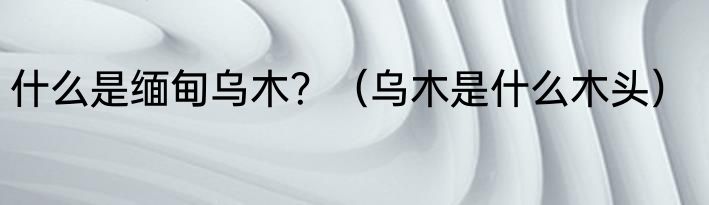 什么是缅甸乌木？（乌木是什么木头）