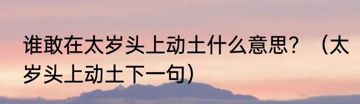 谁敢在太岁头上动土什么意思？（太岁头上动土下一句）