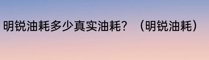 明锐油耗多少真实油耗？（明锐油耗）