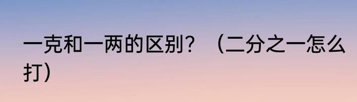 一克和一两的区别？（二分之一怎么打）
