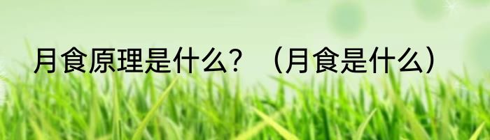 月食原理是什么？（月食是什么）