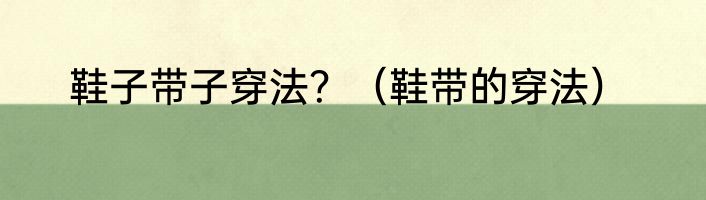 鞋子带子穿法？（鞋带的穿法）