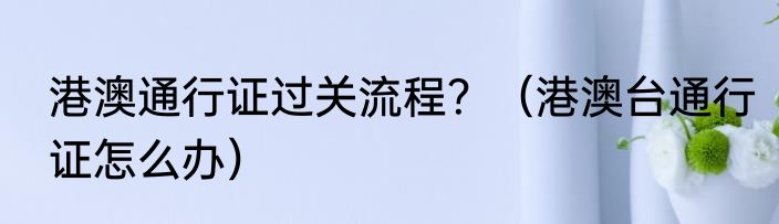 港澳通行证过关流程？（港澳台通行证怎么办）
