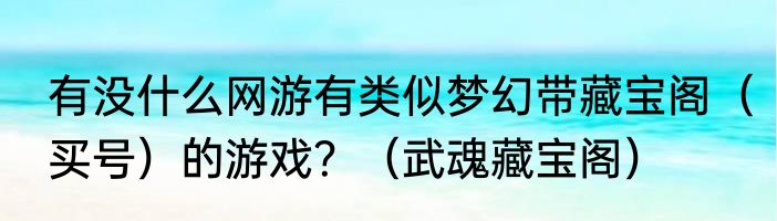 有没什么网游有类似梦幻带藏宝阁（买号）的游戏？（武魂藏宝阁）
