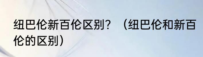 纽巴伦新百伦区别？（纽巴伦和新百伦的区别）